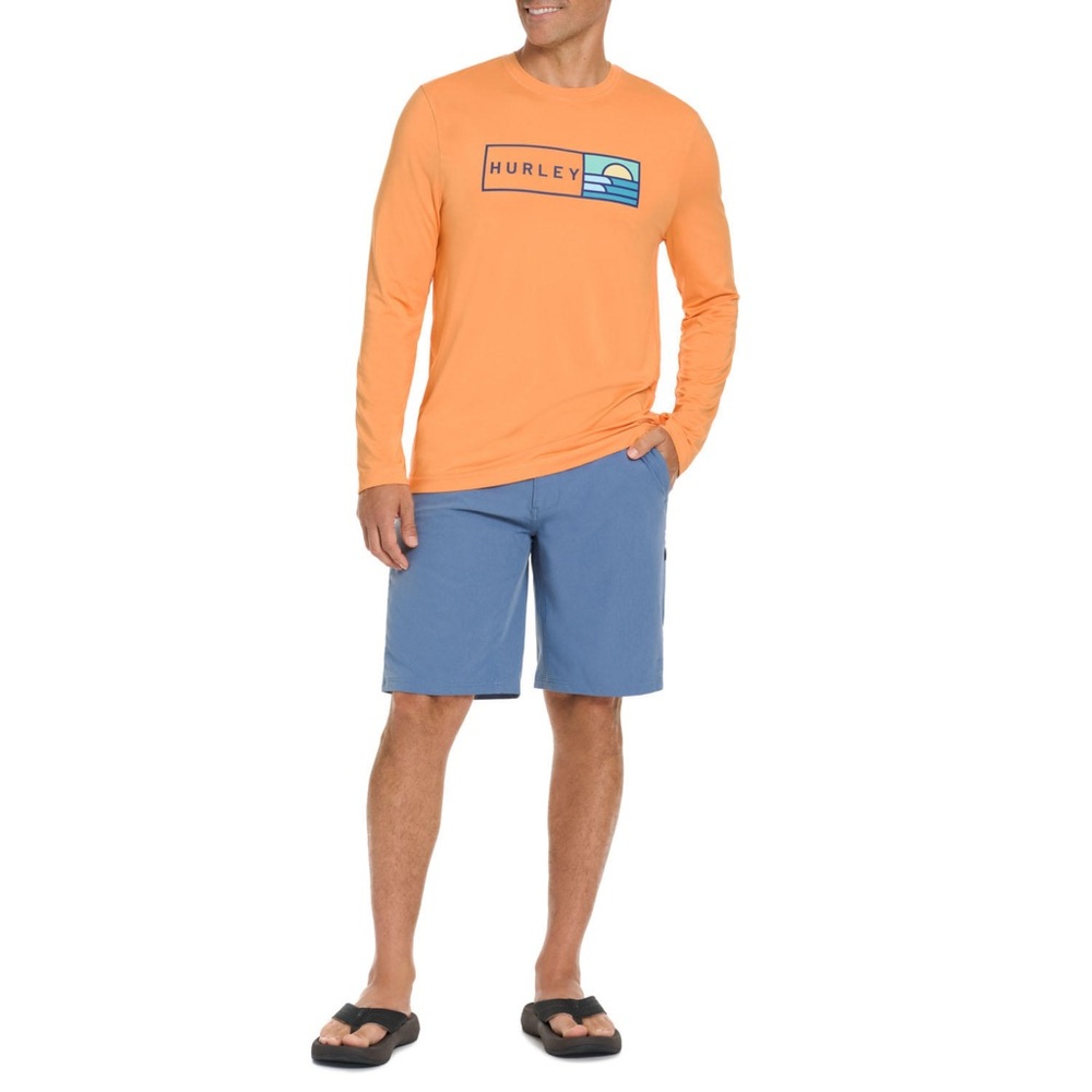 Hurley Orange Long Sleeve Tee with Graphic Design Small - Picture 6 of 8